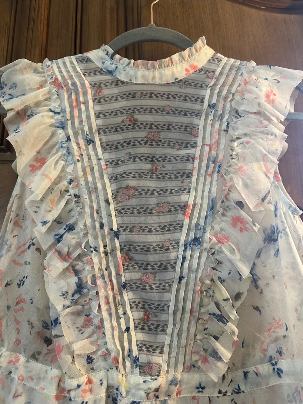 All Saints Lena Juni Floral Romantic Victorian Fenimine Ruffled Blouse Top